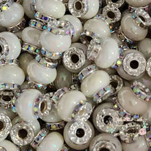 Load image into Gallery viewer, White Rhinestone Pearl Spacer Beads Spacers

