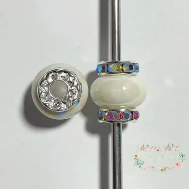 White Rhinestone Pearl Spacer Beads Rhinestone Pearl Spacers