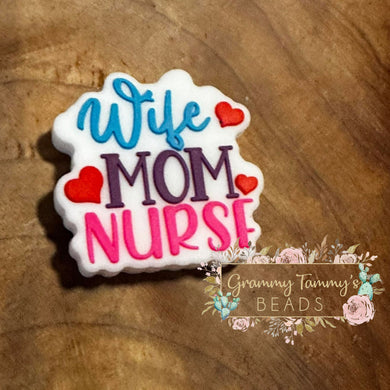 Wife Mom Nurse Silicone Focal Bead