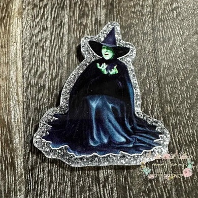 Witch - Silver Glittery Flatback Glitter Flatback