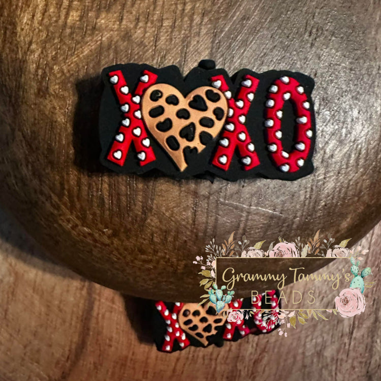 Xox Heart Silicone Focal Bead Beads