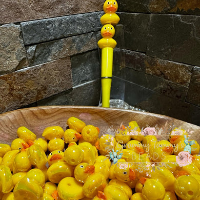 Yellow Duck 3D Acrylic Chunky Bead - 1 Count Acyclic