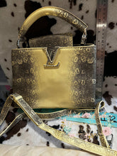 Load image into Gallery viewer, Yellow &amp; Grey Leather Snake Skin Look Handbag With Dust Cover Purse
