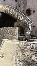 Load image into Gallery viewer, Yellow &amp; Grey Leather Snake Skin Look Handbag With Dust Cover Purse
