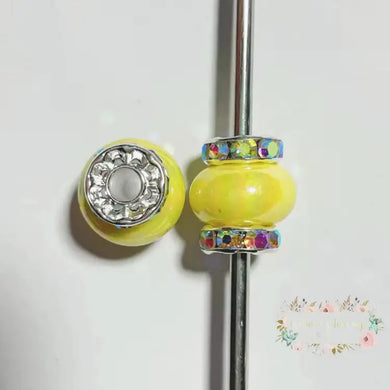 Yellow Rhinestone Pearl Spacer Beads Rhinestone Pearl Spacers