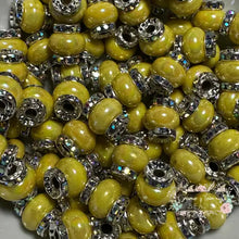 Load image into Gallery viewer, Yellow Rhinestone Pearl Spacer Beads Spacers
